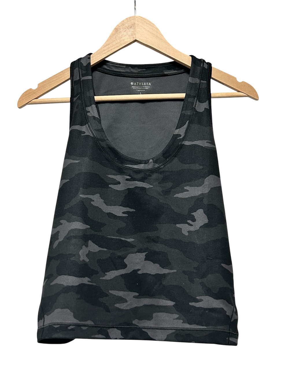 Athleta Black & Charcoal Camo Racerback Tank